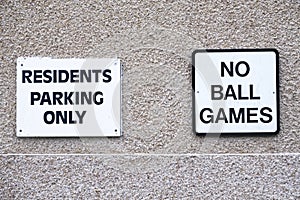 No ball games sign at residential council houses and flats