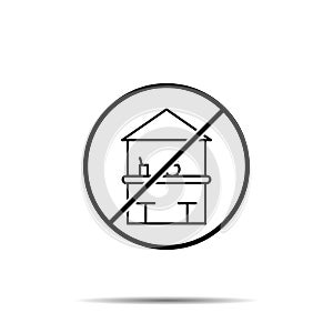 No bar, beach icon. Simple thin line, outline vector of summer ban, prohibition, forbiddance icons for ui and ux, website or