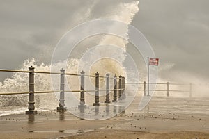 No bathing rough storm waves harbour arm Hastings