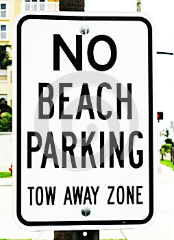 No Beach Parking Sign