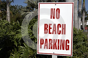 No beach parking sign