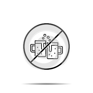 No beers, two glasses icon. Simple thin line, outline vector of summer ban, prohibition, forbiddance icons for ui and ux, website