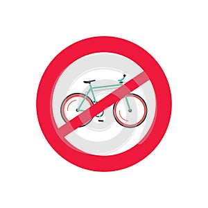 No bicycle vector road sign, restriction of bike, cycling prohibited