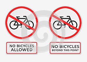 `No bicycles allowed` and `No bicycles beyond this point` signs