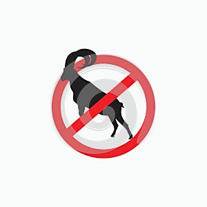 No big horn billy goat - goat, sheep, lamb logo emblem or button icon silhouette - mammal, animal vector icon