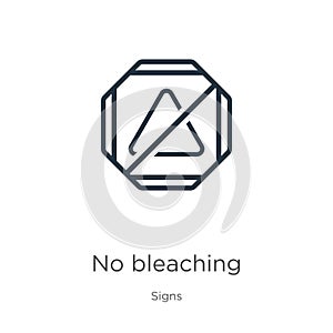 No bleaching icon. Thin linear no bleaching outline icon isolated on white background from signs collection. Line vector no