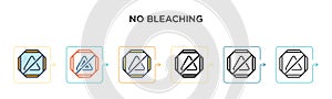 No bleaching vector icon in 6 different modern styles. Black, two colored no bleaching icons designed in filled, outline, line and