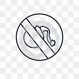 No bombs vector icon on transparent background, linear