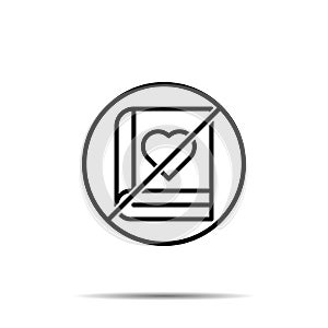 No book, love icon. Simple thin line, outline vector of book ban, prohibition, forbiddance icons for ui and ux, website or mobile