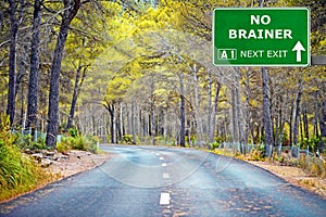 NO BRAINER road sign against clear blue sky