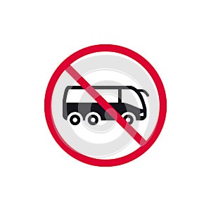No bus prohibited sign, no parking forbidden modern round sticker, vector illustration.