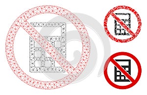 No Calculator Vector Mesh 2D Model and Triangle Mosaic Icon