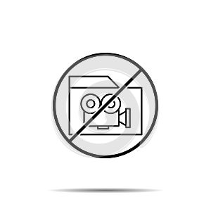 No camera, folder, cinema icon. Simple thin line, outline vector of cinema ban, prohibition, embargo, interdict, forbiddance icons