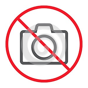 No camera line icon, prohibition and forbidden