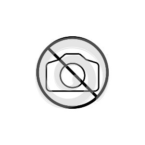 No camera line icon, prohibition sign, forbidden