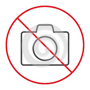 No camera thn line icon, prohibition and forbidden