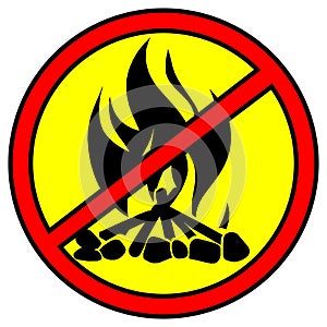 No campfires warning sign vector logo illustration design