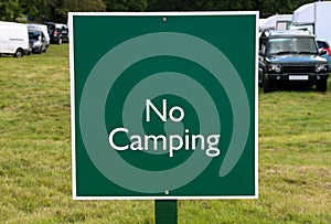 No Camping Sign at a Country Fair