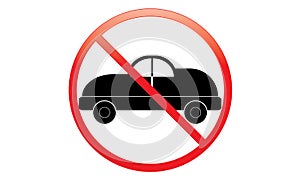 No Car Icon - No Parking Van Symbol - No Traveling vehicle - No Parking Motor Car icon, isolated. Flat design