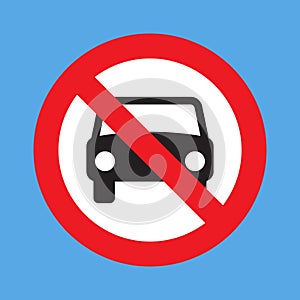 No car or no parking traffic sign, prohibit sign, vector illustration