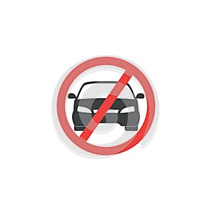 No car or no parking traffic sign, prohibit sign, vector illustration