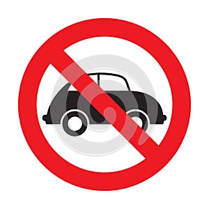 No car sign or no parking traffic sign, prohibit sign. Vector illustration.