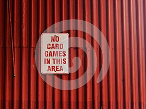 No Card Games In This Area