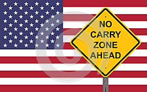 No Carry Zone Ahead - Caution Sign