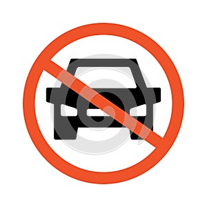 No cars. Road and traffic jam symbol and sign. Prohibiting thoroughfare for all motor vehicles.