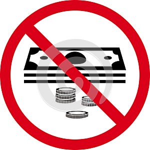 No cash sign on white background