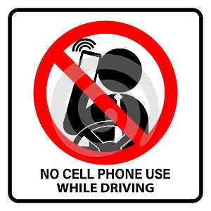 no cell phone use while driving concept sign vector , isolated on white background