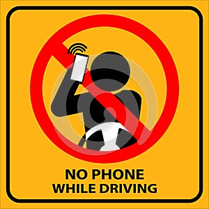 no cell phone use while driving concept sign vector , isolated on white background. symbol