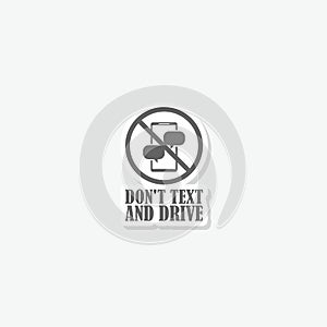 No cell phone use while driving icon sticker isolated on gray background