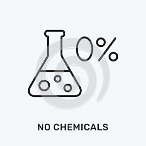 No chemicals line icon. Vector illustration of laboratory flask. Black outline pictogram for preservative free product photo