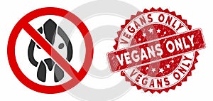 No Chicken Head Icon with Textured Vegans Only Stamp