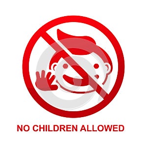 No children allowed sign isolated on white background photo
