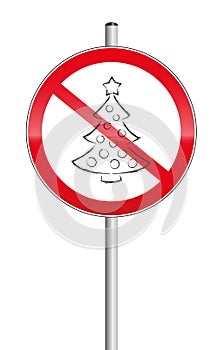 No Christmas Tree Symbol Prohibition Sign