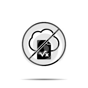 No cloud, document, math\'s, online training icon. Simple thin line, outline vector of online traning ban, prohibition, embargo,