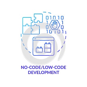 No code development blue gradient concept icon
