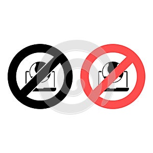 No computer, global icon. Simple glyph, flat vector of Business ban, prohibition, embargo, interdict, forbiddance icons for UI and photo