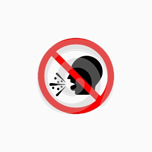 No cough icon, do not sneeze vector, prohibit, forbidden