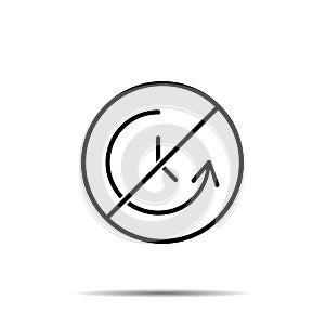 No counterclockwise rotation icon. Simple thin line, outline vector of time ban, prohibition, embargo, interdict, forbiddance