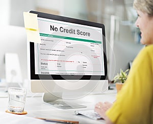 No Credit Score Debt Deny Concept