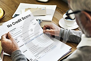 No Credit Score Debt Deny Concept