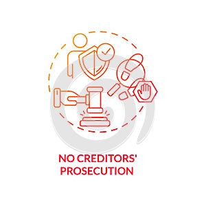 No creditors prosecution red gradient concept icon