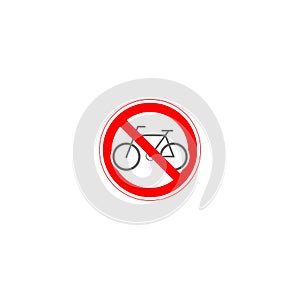 No cycling road sign flat icon isolated on white background