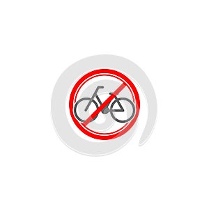 No cycling road sign flat icon isolated on white background