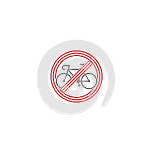 No cycling road sign flat icon isolated on white background