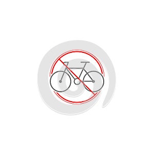 No cycling road sign flat icon isolated on white background