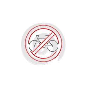 No cycling road sign flat icon isolated on white background